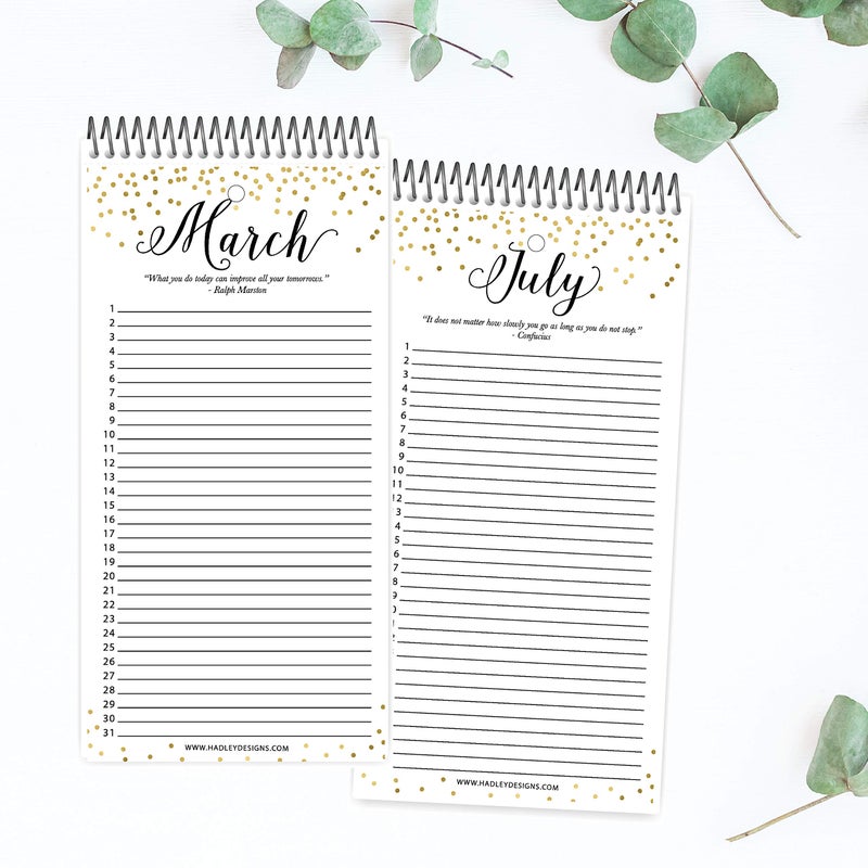 Hadley Designs Gold Perpetual Birthday, Anniversary, Special Event Reminder Calendar Book Journal for Important Family Date Day Wall Hanging, Mom Dutch Bday Birthdate Gift Card Planner Organizer - Image 4